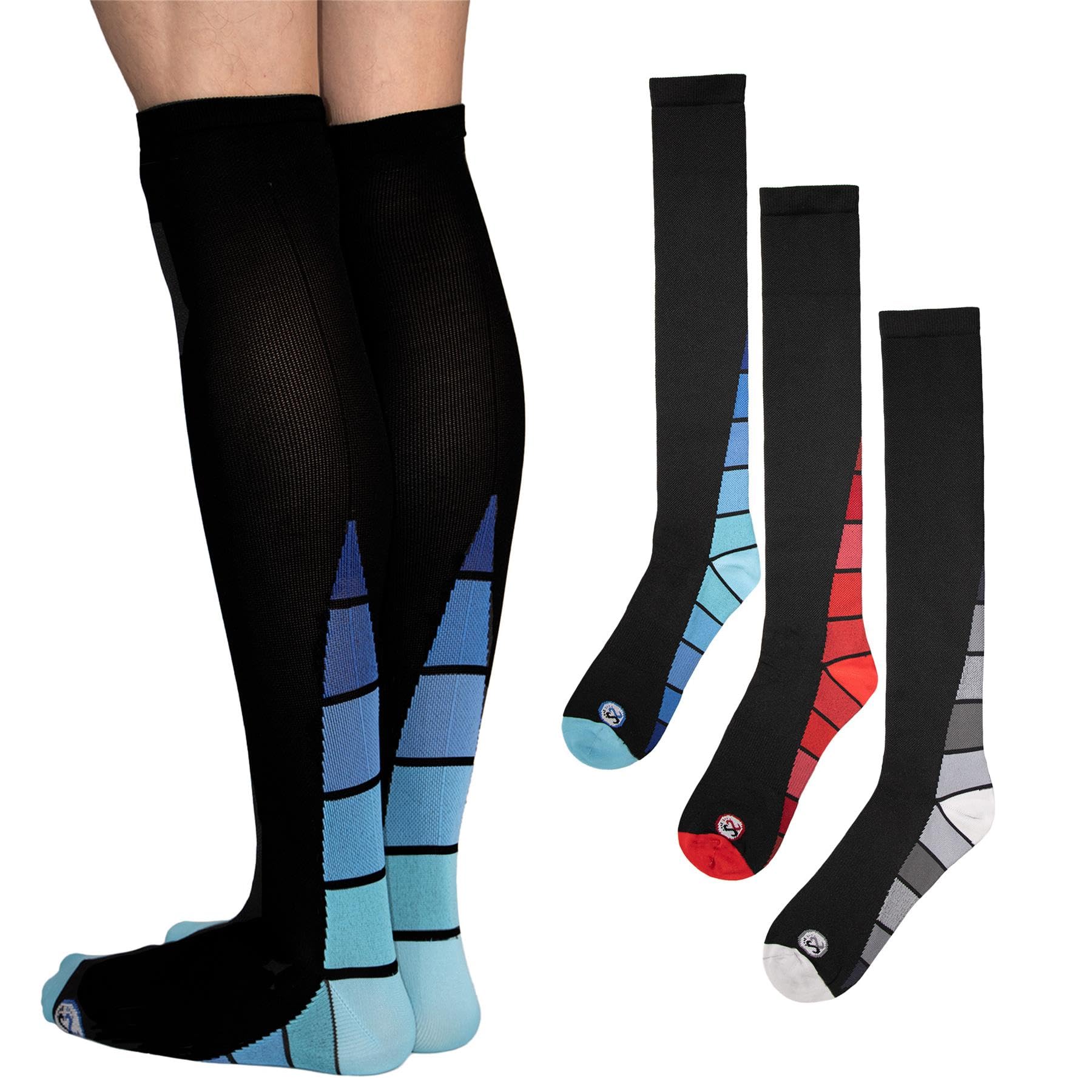 SOXY Compression Socks for Men (Pack of 3) - Circulation & Achilles Support - Graduated Athletic Fit for Comfortable Travel, Running, Nurses,Shin Splints, Flight, Pregnancy Support
