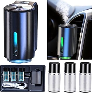 Smart Car Air Freshener, Car Air Freshener Diffuser, Rechargeable Car Aroma Diffuser, 3 Levels of Adjustable Intelligent Car Diffuser Men's Fragrance with 3 Bottles of Cologne