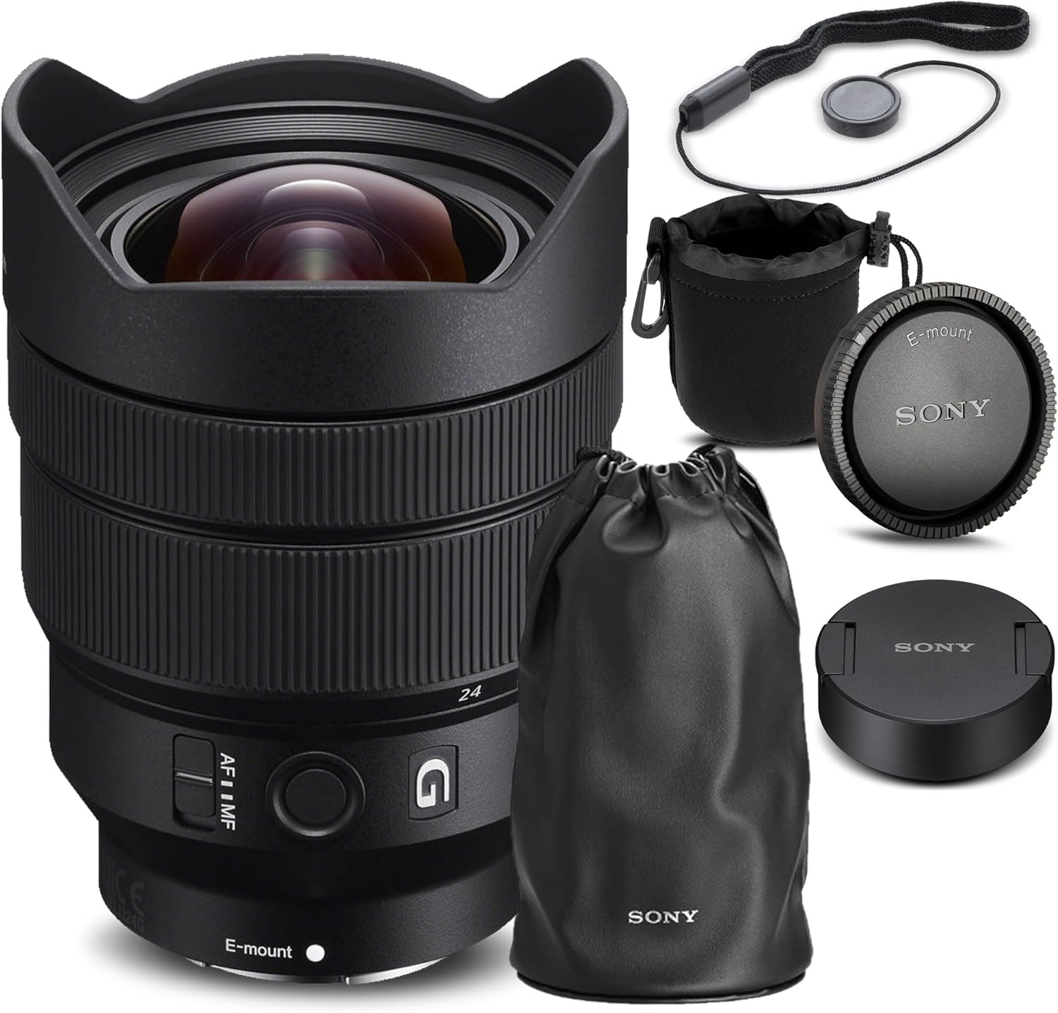 Sony FE 12-24mm f/4 G Lens (SEL1224G) + Lens Pouch + Lens Cap Keeper + Cleaning Kit + More (Renewed)