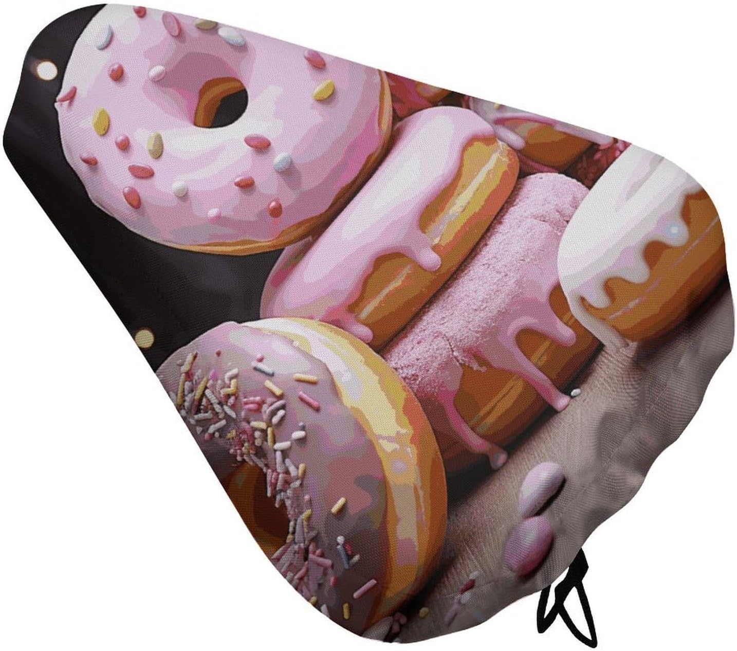 Donut Cake Bike Seat Cover Soft Waterproof Bike Saddle Rain Cover with Drawstring Rainproof Dust Resistant Bicycle Seat Cushion Protector for Outdoor Travel, Stationary Bikes