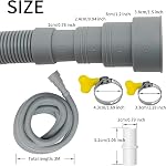 Universal Washing Machine Drain Hose, 10 Feet Flexible Washing Machine Drain Hose, Washer Drain Hose, Portable Discharge Washer Hoses with 1 Extension Adapter and 2 Hose Clamps, 1 U-Bend Hose Holder