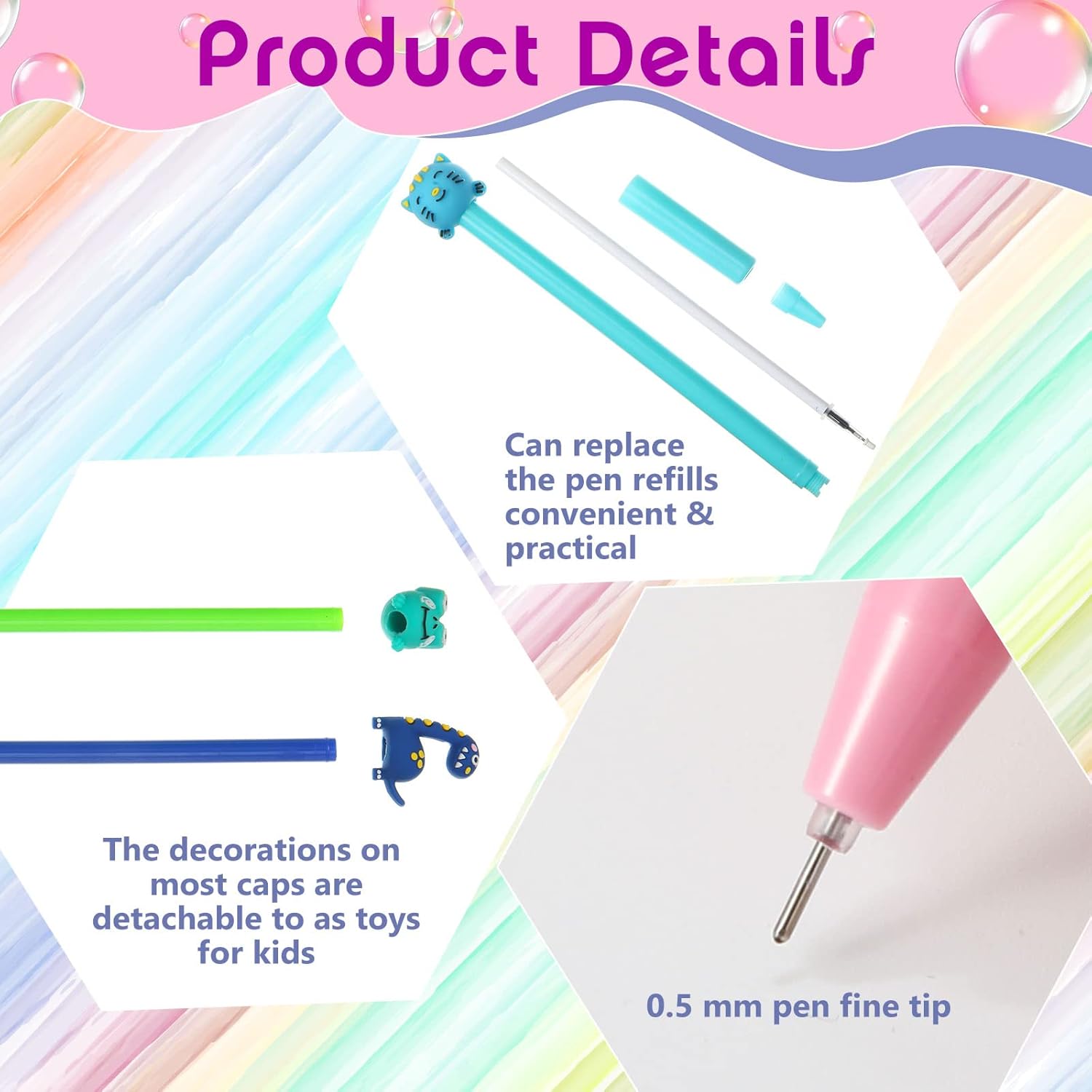 Zhehao 300 Pcs Novelty Pens Bulk Cute Cartoon Fun Pens 0.5 mm Black Gel Ink Assorted Animal Styles Kawaii Decorative Writing for Office Home Teacher Gifts Supplies