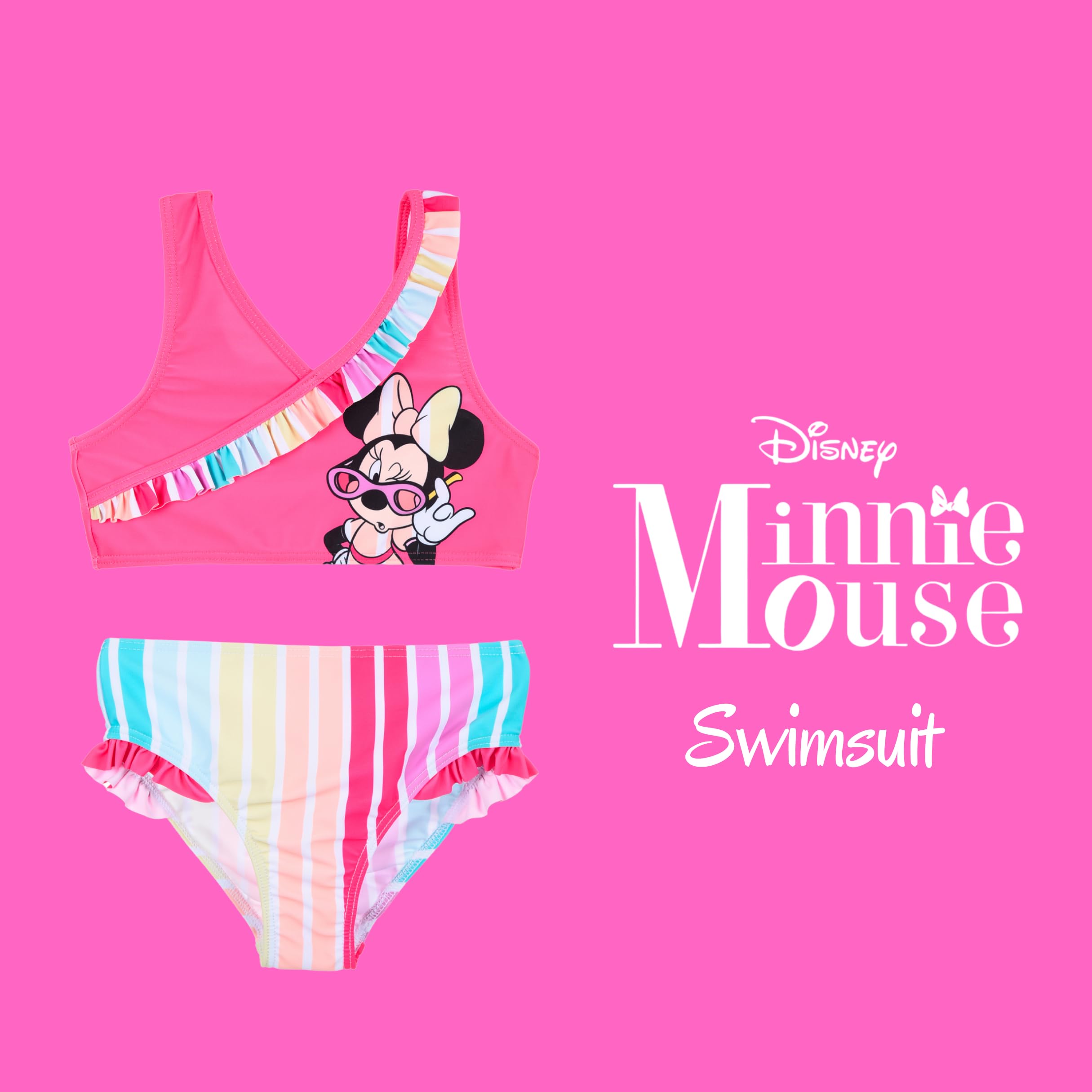 Disney Minnie Mouse Bikini Niña Arcoiris Bañador Dos Piezas Verano Natación Tallas 3-8 Años