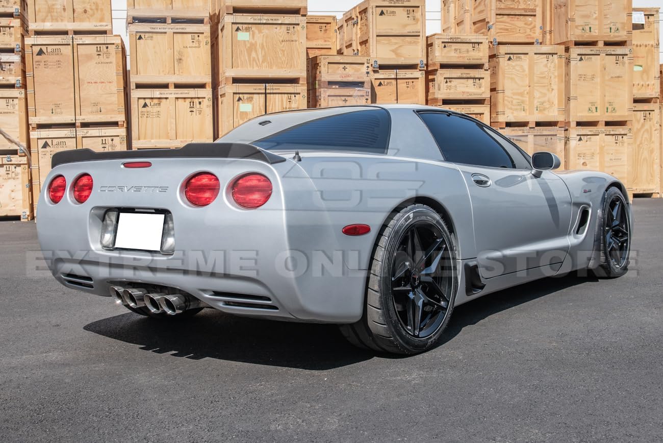 Replacement for 1997-2004 Chevrolet Corvette C5 All Models | ZR1 Extended Style Rear Trunk Lid Wing Spoiler (ABS Plastic - Hydro-Dipped Carbon Fiber)