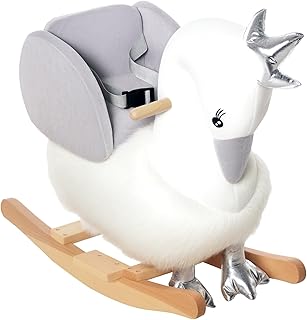 HOMCOM Kids Rocking Horse, Children Plush Ride On Swan Anima