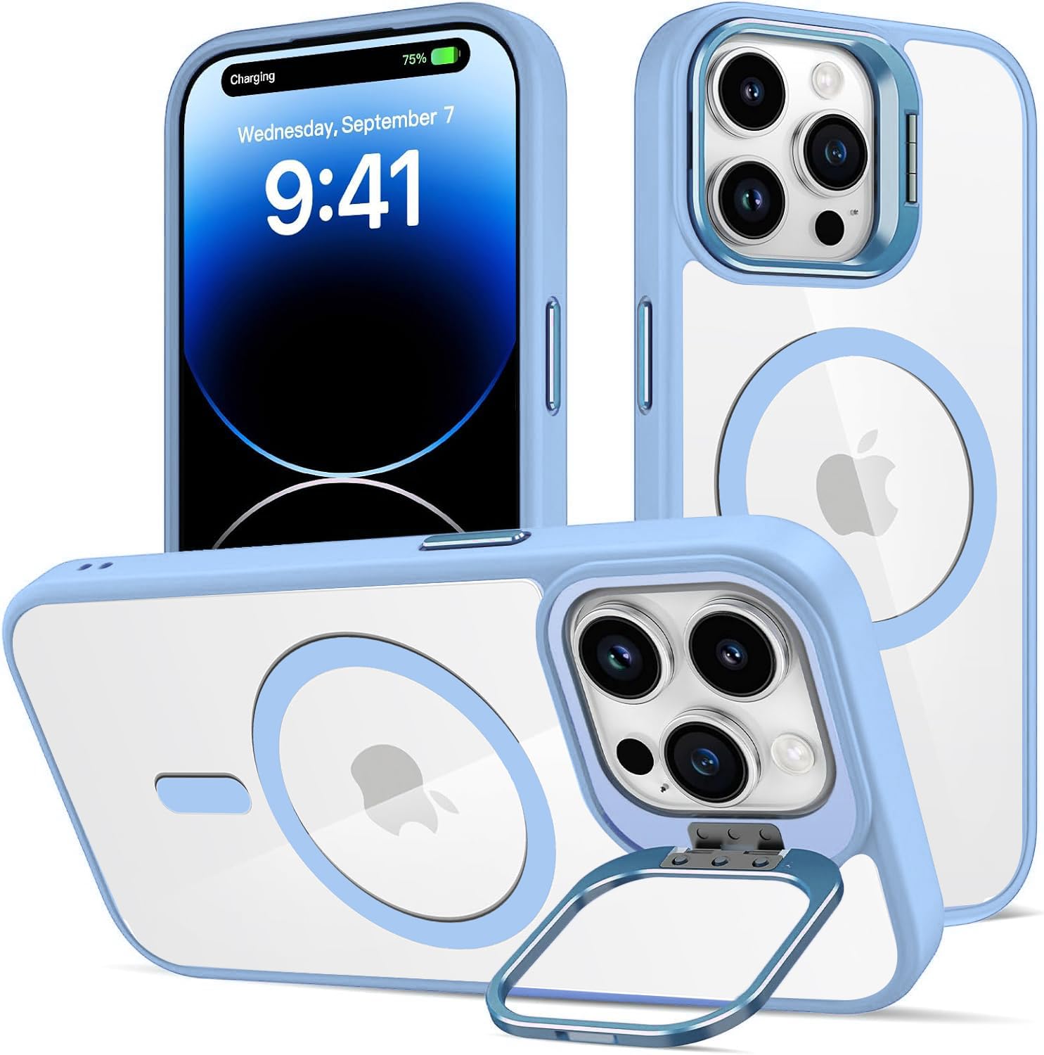 VONZEE iPhone 15 Plus Clear Case with Camera Stand -19