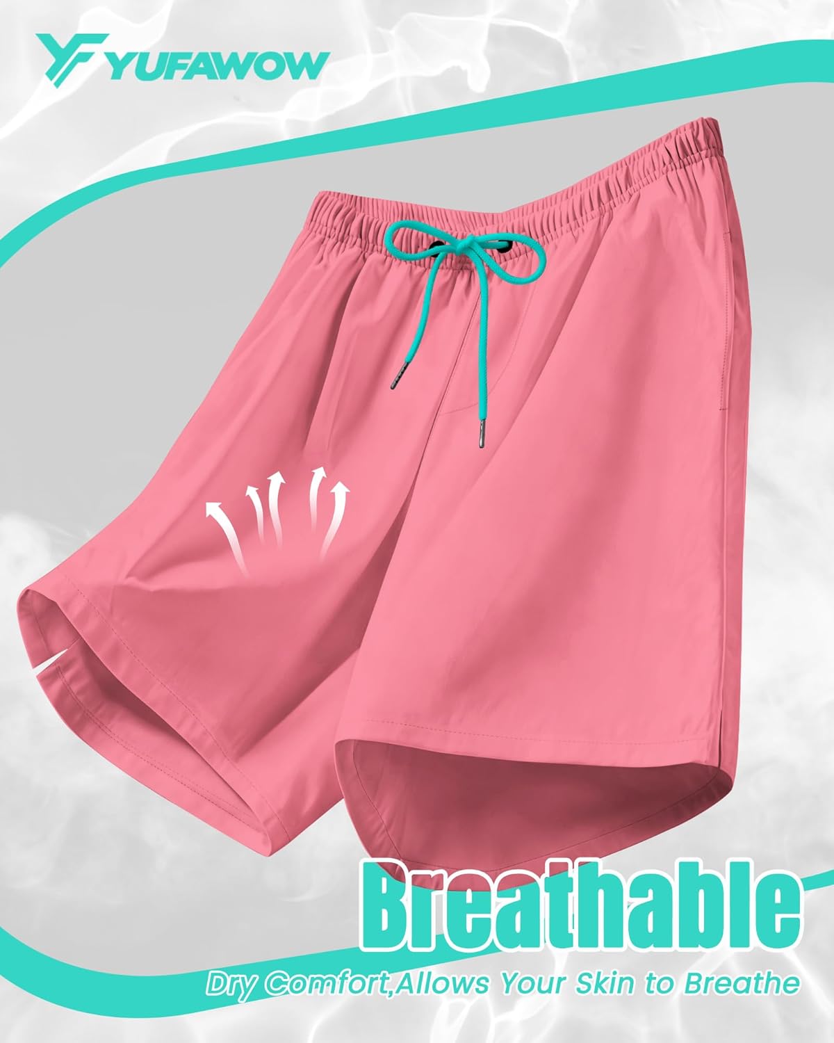 7 Inch Men Swim Trunks Gym Shorts with Mesh Liner Zipper Pocket Quick Dry Breathable for Workout Runing Beach Pool - Image 7