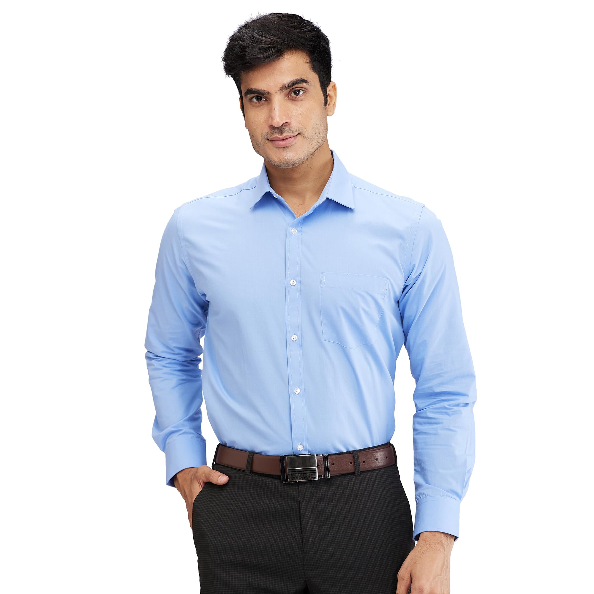 park avenue Men's Slim Fit Structure Pattern Pure Cotton Semi Cutaway Collar Full Sleeve Shirt-picture-22