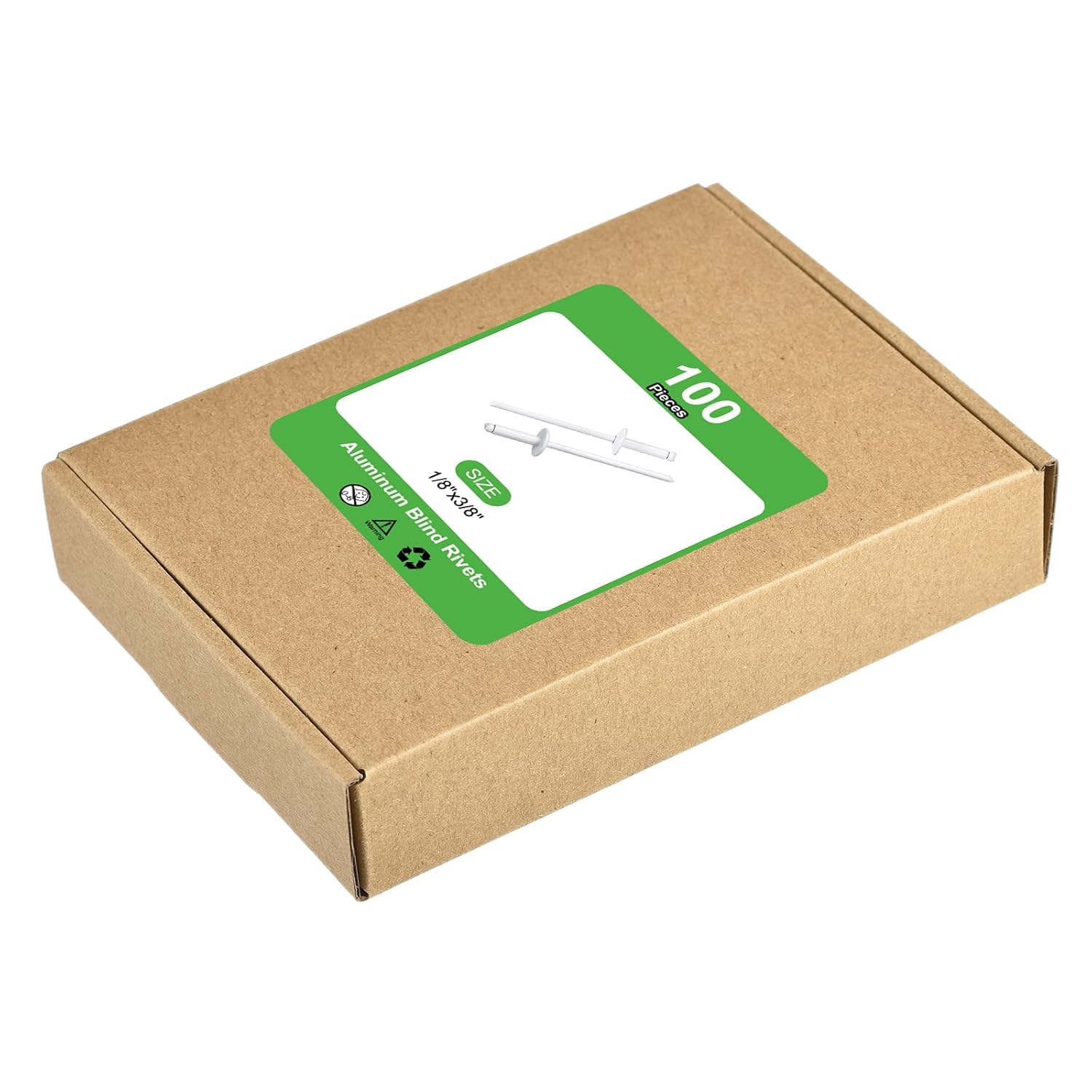 uxcell 100Pcs 1/8" x3/8" Aluminum Blind Rivets, Aluminum Grip and Steel Mandrel, Large Flange Fastener Rivets for Metal, Furniture, Automotive, White