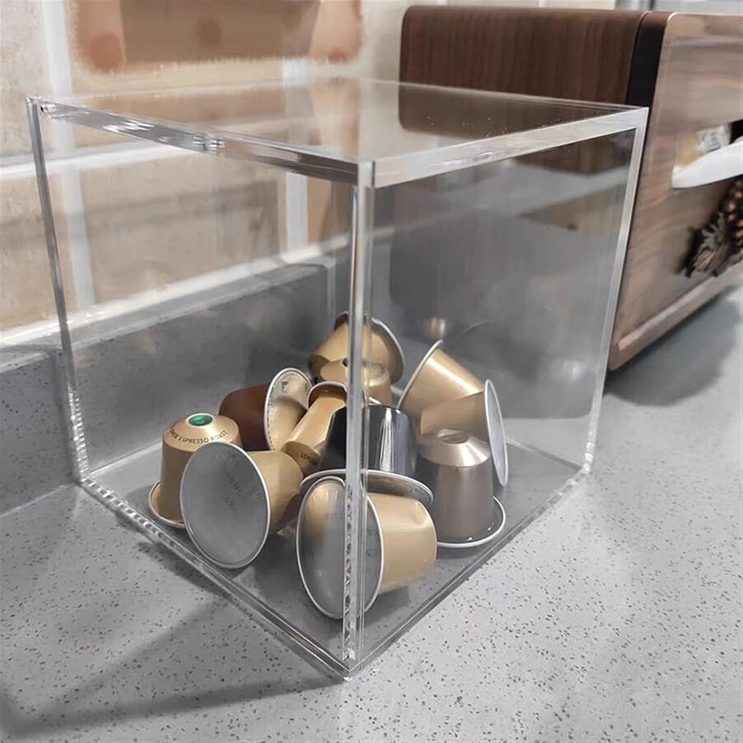 Acrylic Coffee Storage Rack Box Household Capsules Accessories (Color : 13x13cm) (15x15cm)