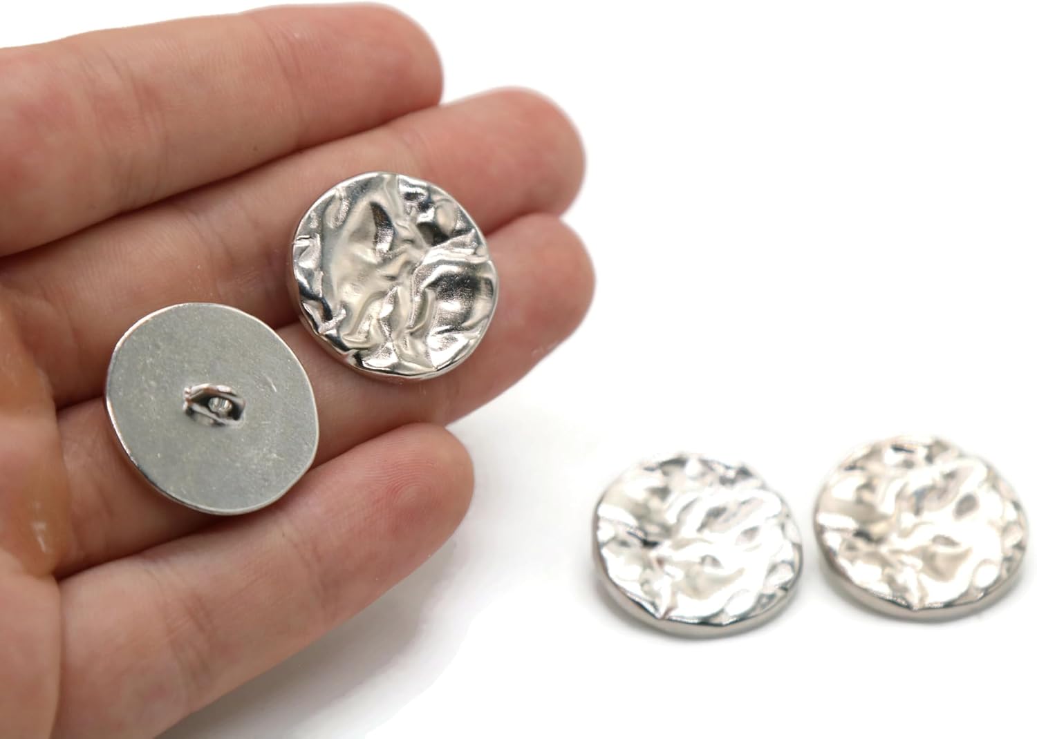 Wrinkle Silver Metal Shank Buttons - 12 Pcs - 4 Size Options - Luxury Wrinkle Round Wave Metal Shank Buttons for Men Women Blazer Coat Uniform Shirt Suit and Jacket Sewing Craft DIY G4243…