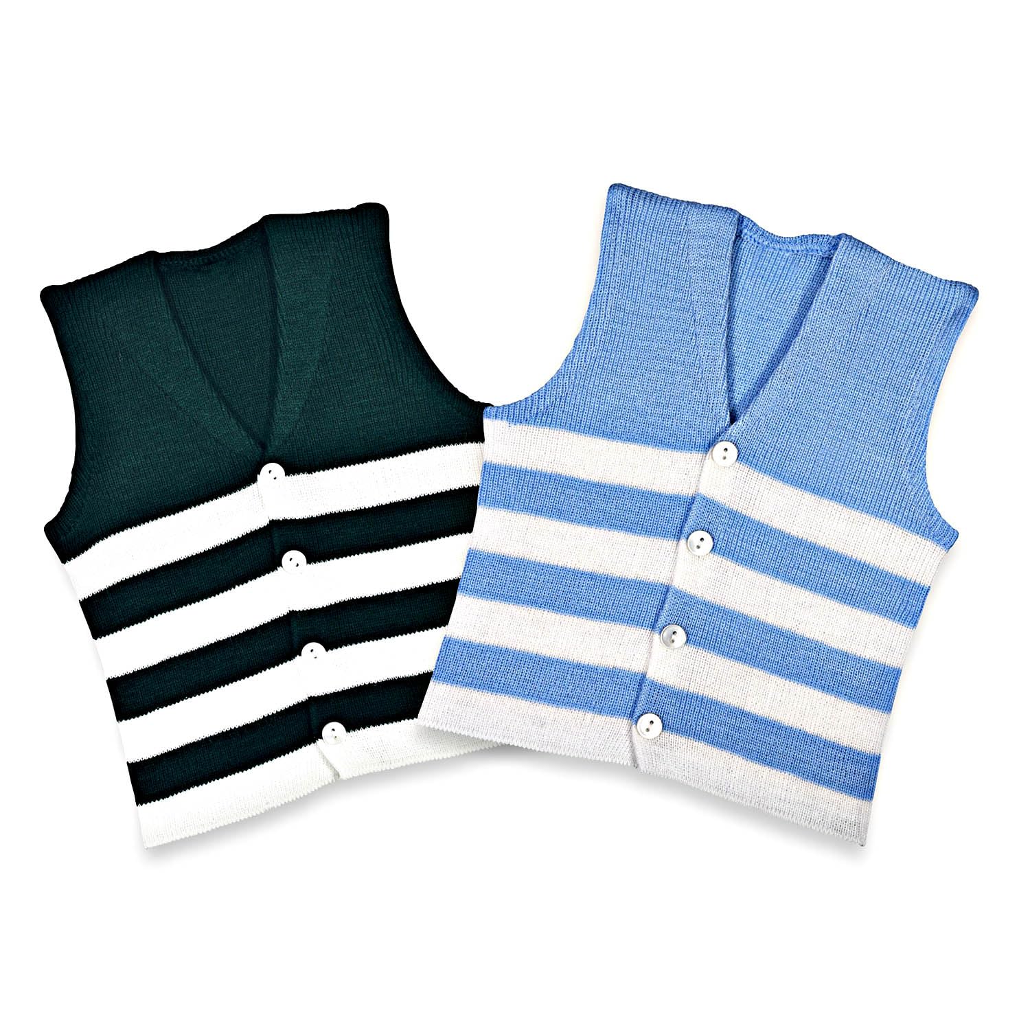 KIDSKA New Baby Woolen Sleeveless Front Open Sweater/Baby Woolen Clothes(Multicolor, 0 to 3 Months) - Pack of 2 - Image 3 thumbnail