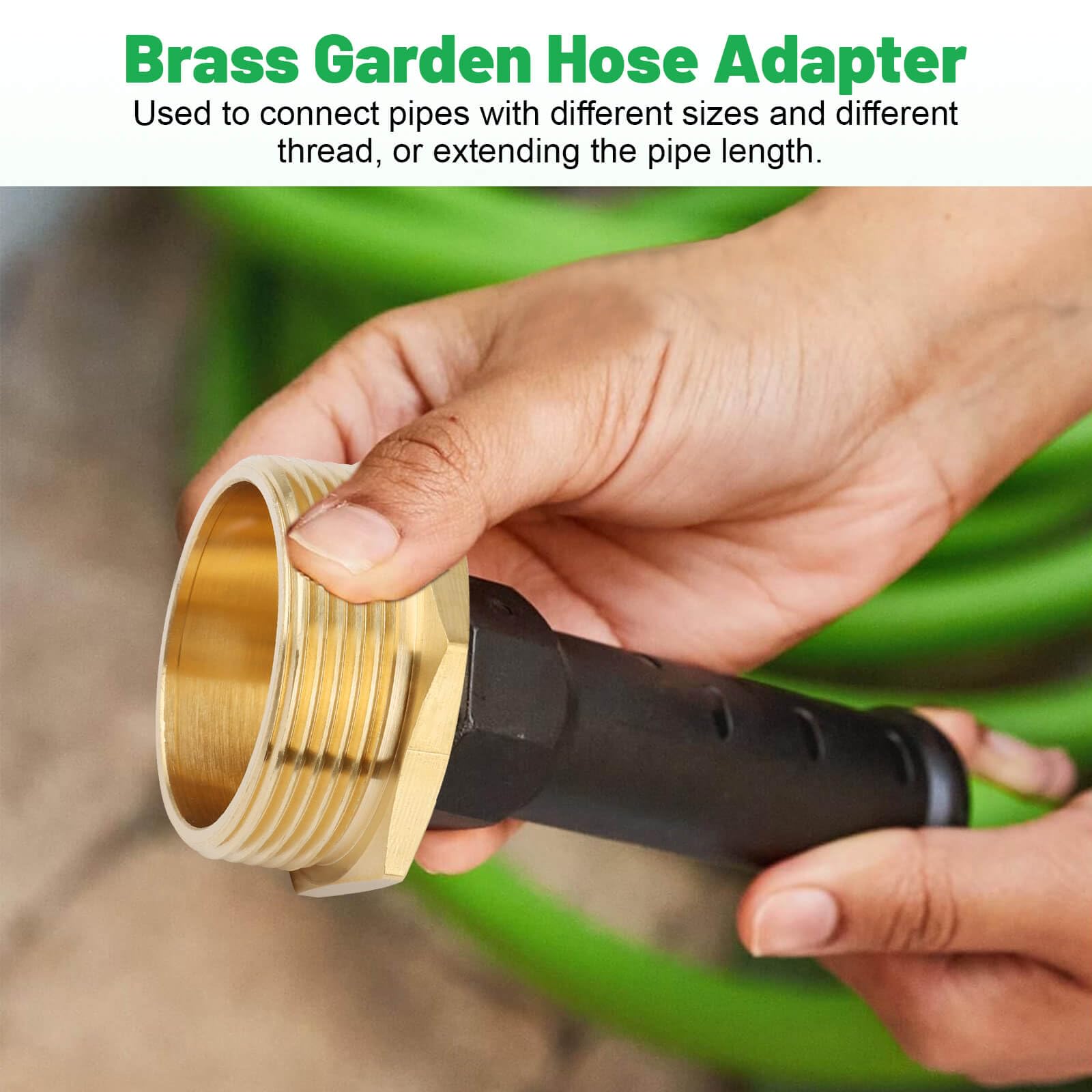Adaptador de Manguera Grifo de Jardín de Latón de 3/4 pulgadas GHT macho a 1.5 pulgadas NPT macho, Reductor de Rosca de Manguera de Agua de Jardín, Conector de Accesorios de Tubería para Bomba