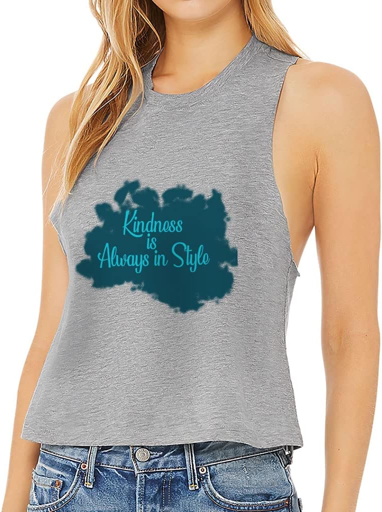 Kindness is Always in Style Racerback Cropped Tank - Print Women's Tank - Unique Tank Top