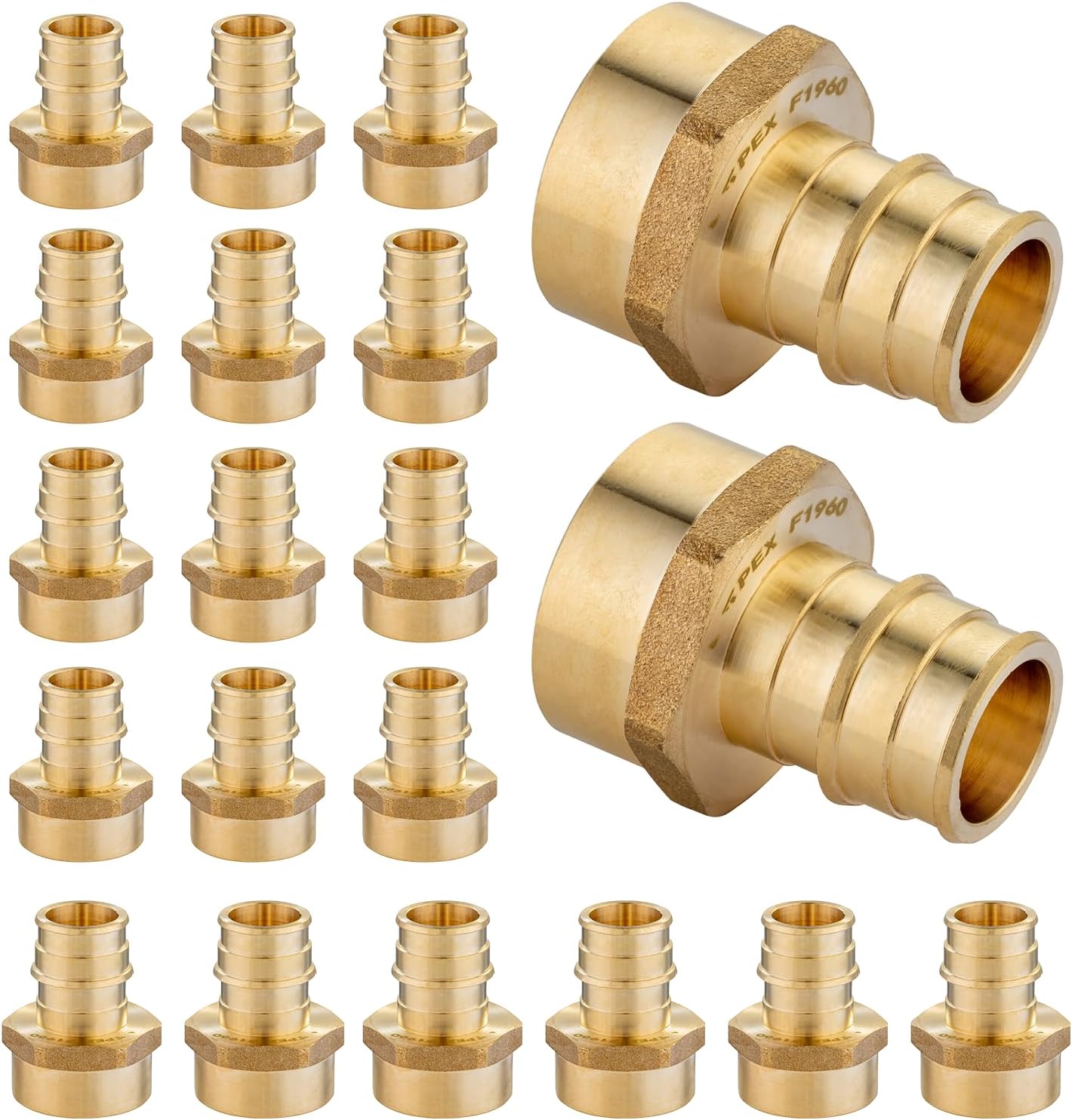 HeSun 20-Pack PEX Fittings - 1/2" PEX X 1/2" NPT Male Elbow, Brass Crimp Connections