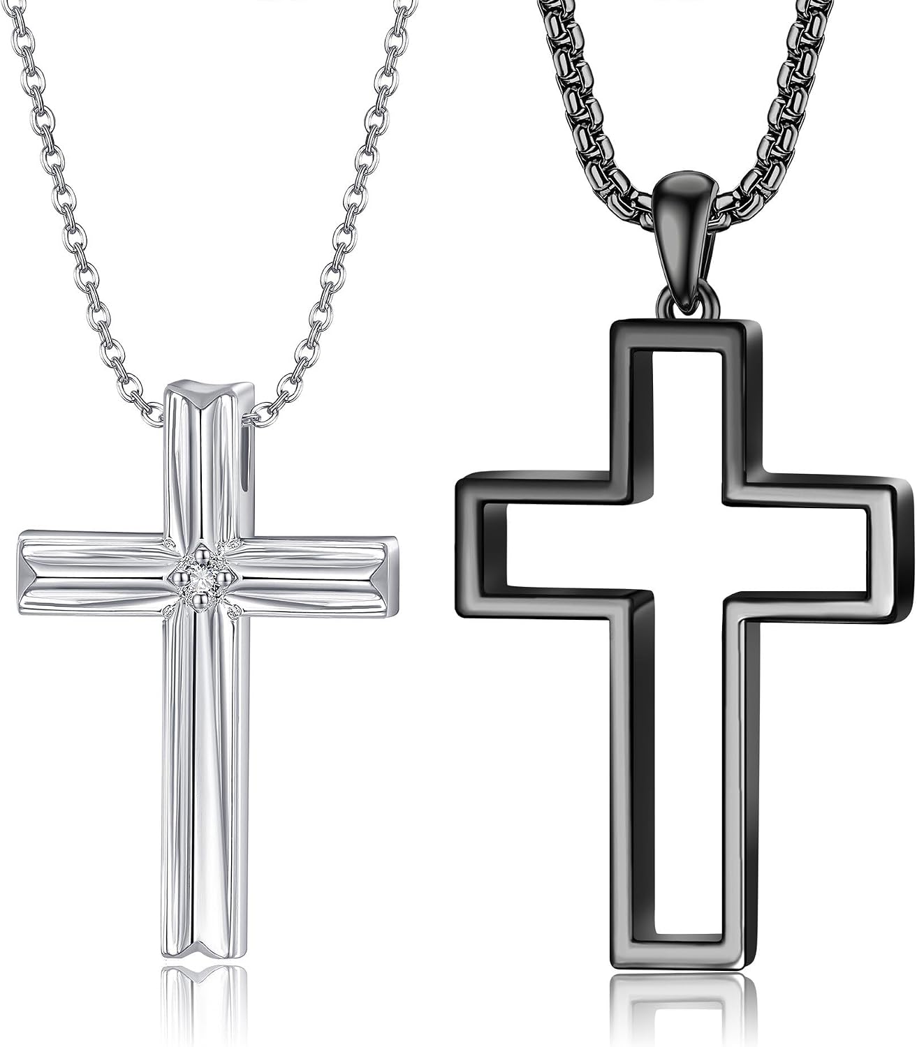 ONEFINITY Angel and Devil/Cross/Moon and Sun Couples Necklace Sterling Silver His and Hers Matching Necklace Heart Symbol of Love Pendant Couples Jewelry Gifts for Couple Her Him