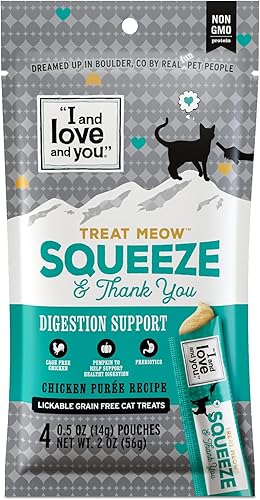 "I and love and you" Treat Meow Digestion Support, Lickable Cat Treat, receta de pollo