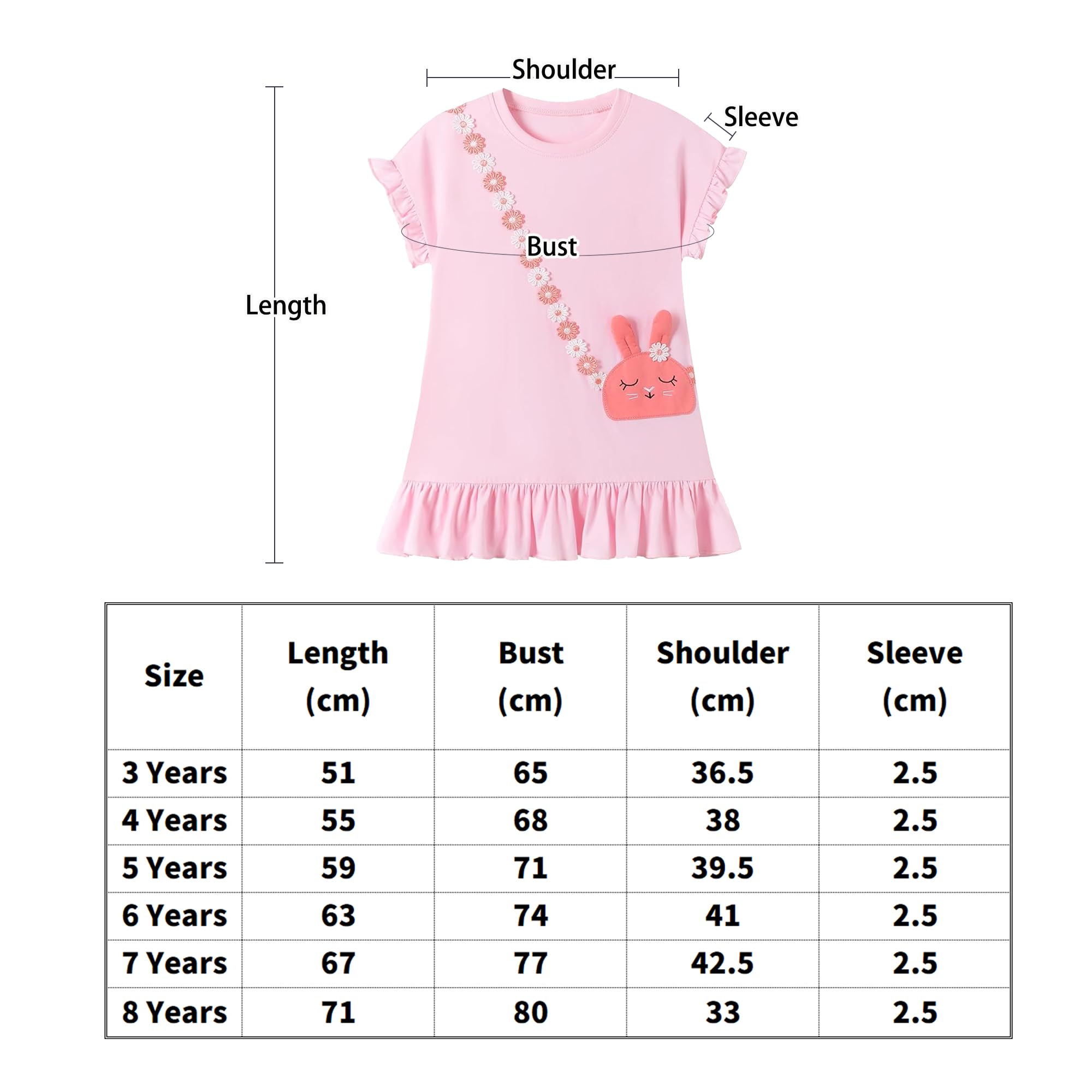 Vestido Niña Unicornio Vestidos Manga Algodón Animal Flores Verano Casual Vestido 2-8 Años — view 7