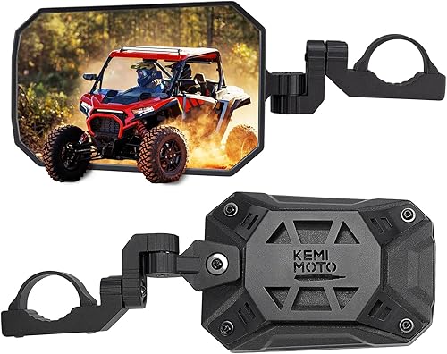 KEMIMOTO Espejos laterales UTV, un espejo con dos propósitos, visión de 8 x 5.3 pulgadas de ancho para barra antivuelco de 1.65 a 2 pulgadas,