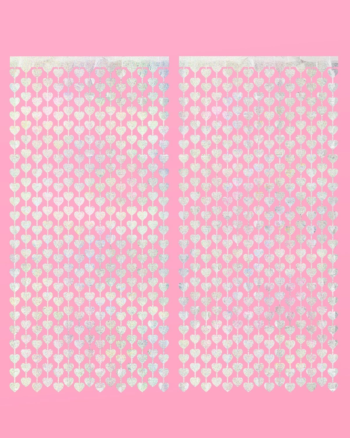 xo, Fetti Party Decorations Iridescent Heart Foil Curtain - Set of 2 | Iridescent Bachelorette Party Supplies, Cute Birthday Queen Photo Booth, Bach Decor, Bridal Shower Backdrop