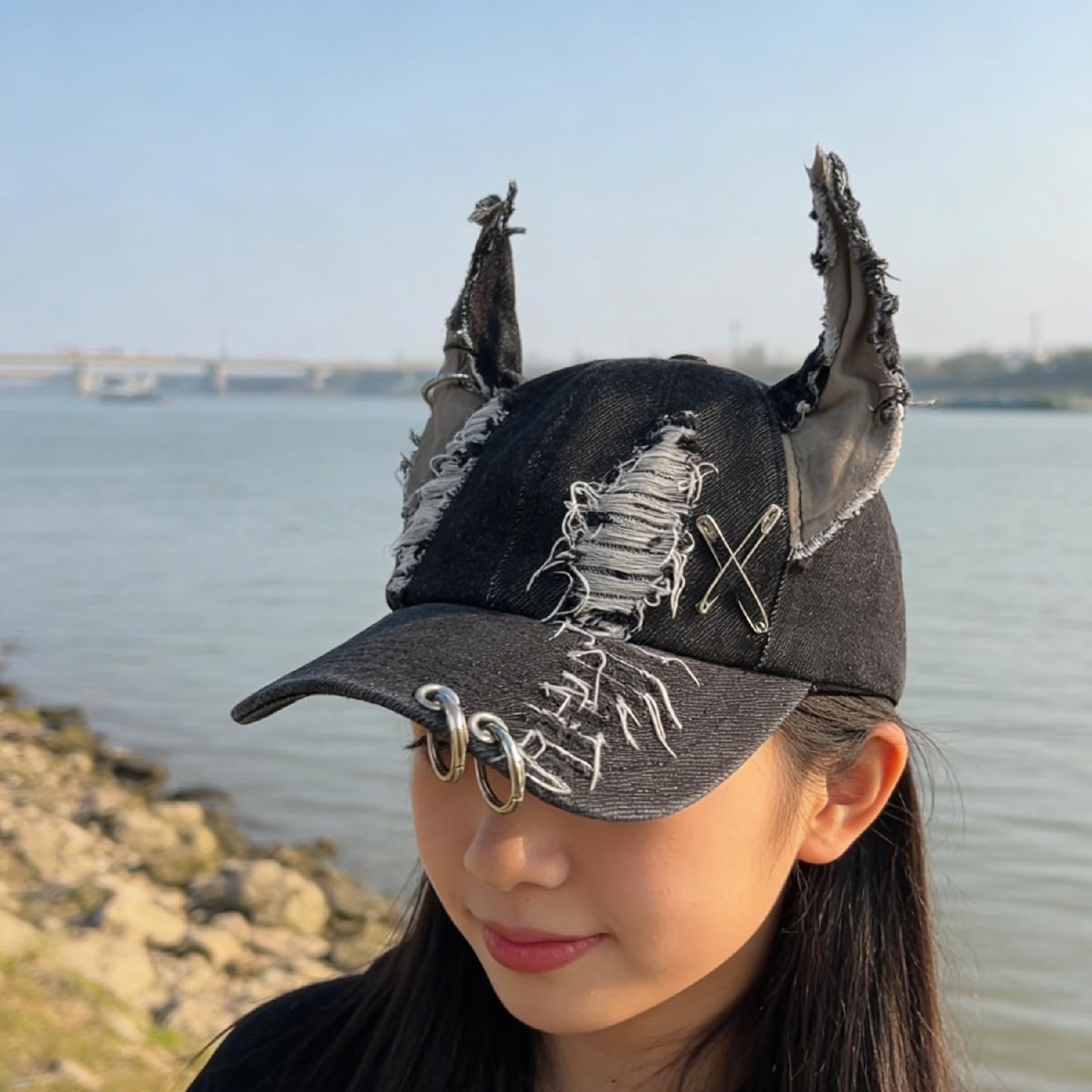 Sharplace Baseball Cap Fantasia Animale Denim Visiera Regolabile Traspirante Stile Gotico Adatto per Donna Uomo Party Cosplay Vita Quotidiana Famiglia