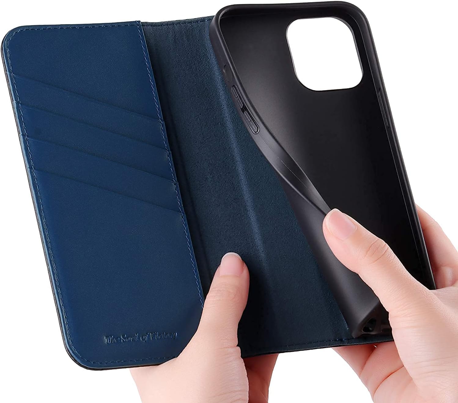 VISOUL Case for iPhone 12 Pro Max,Carbon Fiber Leather Magnetic Closure Book Stand Wallet Cover with Card Slots Shockproof For Flip Folio Compatible With iPhone 12 Pro Max Case 6.7" Blue - Image 3