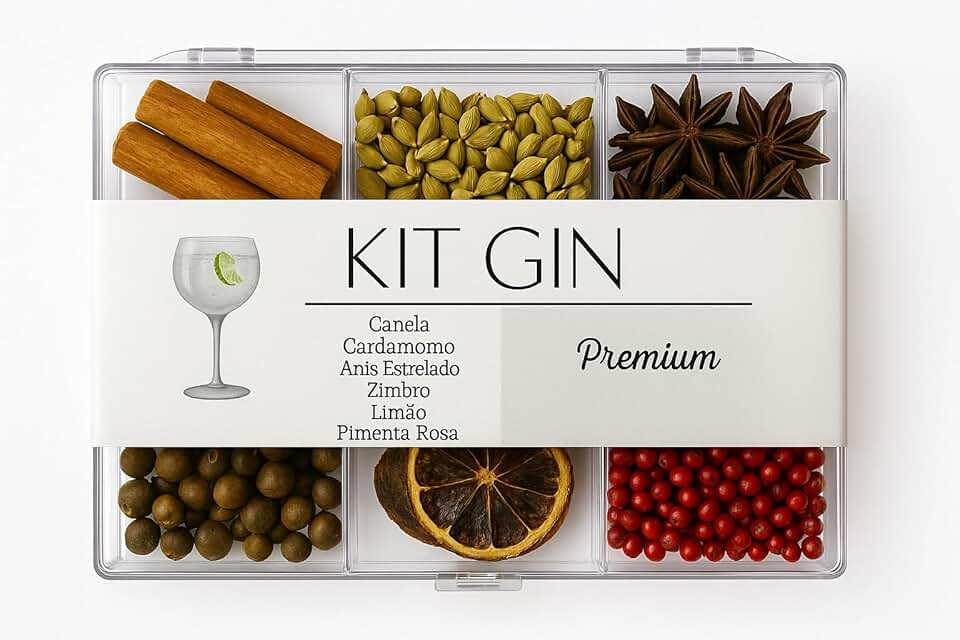 Kit Gin Premium 7match - Cardamomo - Anis Estrelado - Pimenta Rosa - Zimbro - Canela - Limão