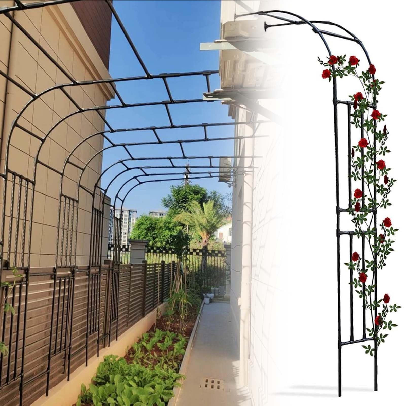 OUTSUNNY METAL GARDEN Arch Garden Arbor Trellis For Climbing Plants