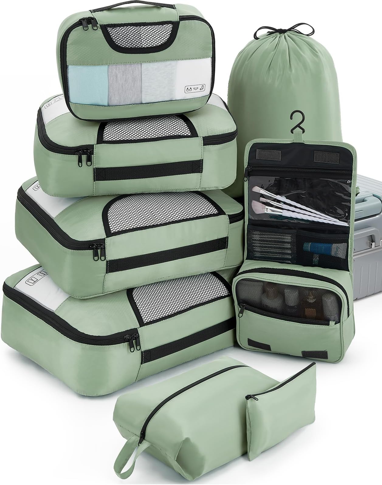 Veken8 Set Packing Cubes for Suitcases, Travel Essentials Bag Organizers for Carry on, Luggage Organizer Bags Set for Travel Accessories in 4 Sizes (Extra Large, Large, Medium, Small)