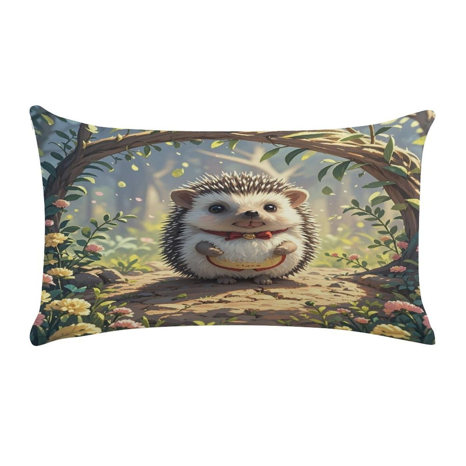 Lovely Hedgehog Pillow Case Decorative Rectangle Throw Pillow Cover Soft Plush Pillowcase Cozy Cushion Case Modern Pillow Sham Cushion Cover for Bedroom Sofa Couch 20 X 12 Inch