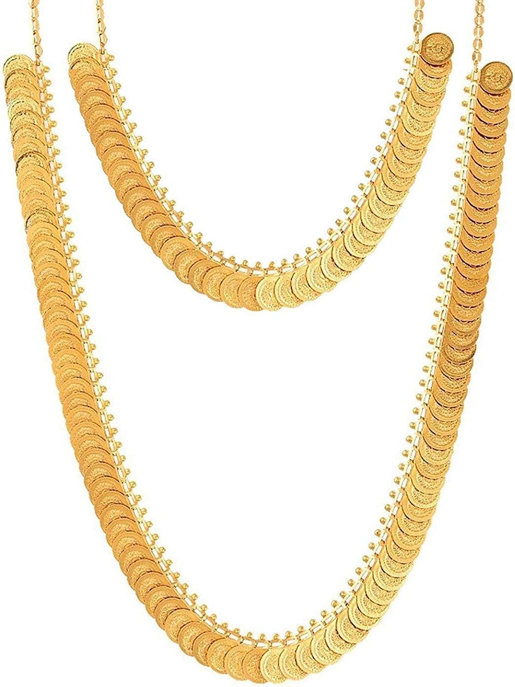 VAMA Laxmi Devi Coin Kasulaperu Traditional Temple Coin Jewellery God Lakshmi Coin Necklace Combo Set For Women