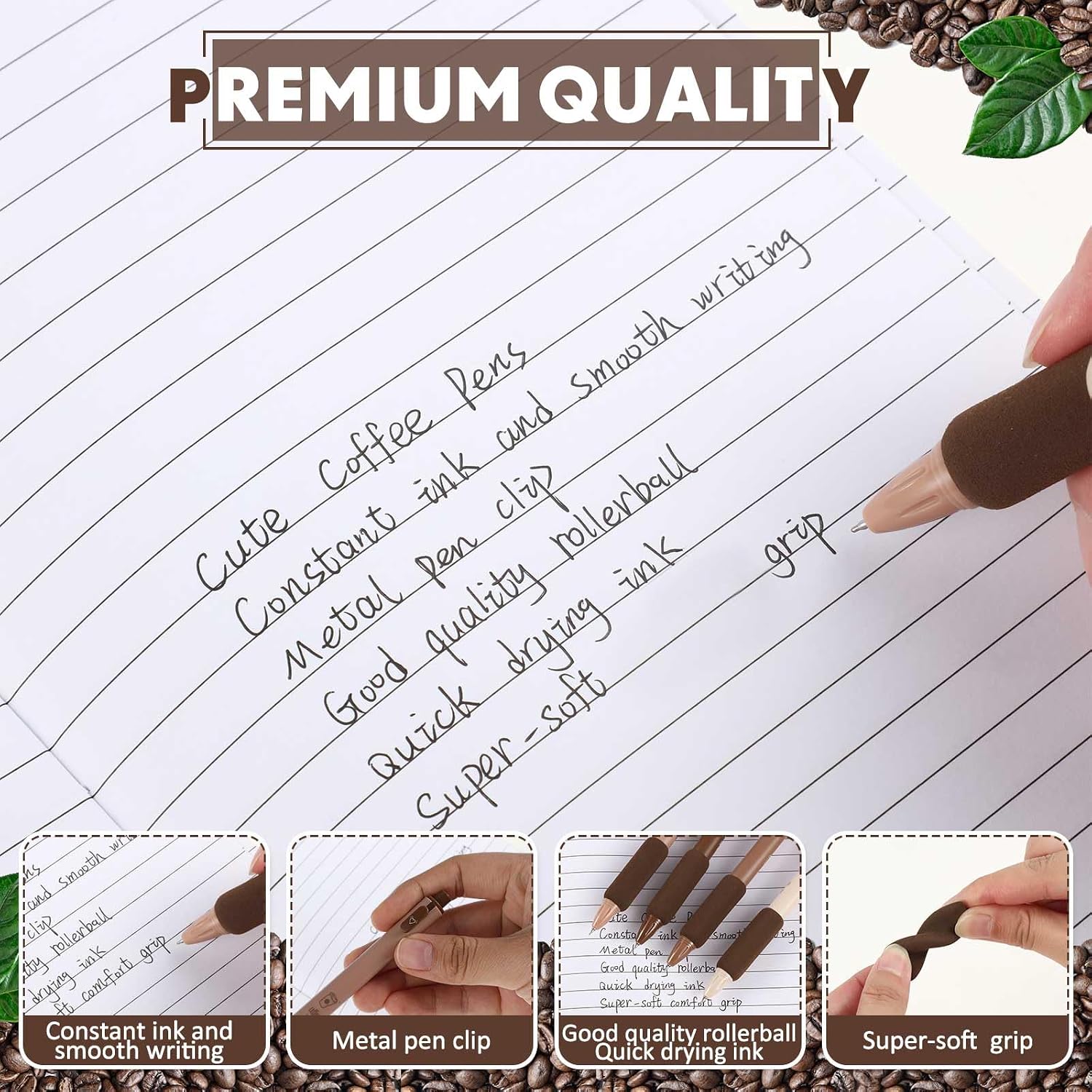 Kosiz 12 Pcs Cute Coffee Pens Gel Ink Retractable Quick Dry 0.5 mm Fine Point Black Ink Kawaii Smooth Writing Coffee Pens Aesthetic Cute Office School Supplies Gifts Aesthetic Stationery Supplies image 4