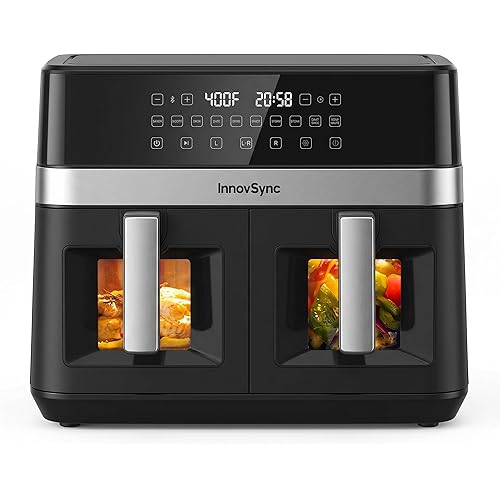 12QT Large Dual Air Fryer, Nonstick & Dishwasher Safe, Jet Black