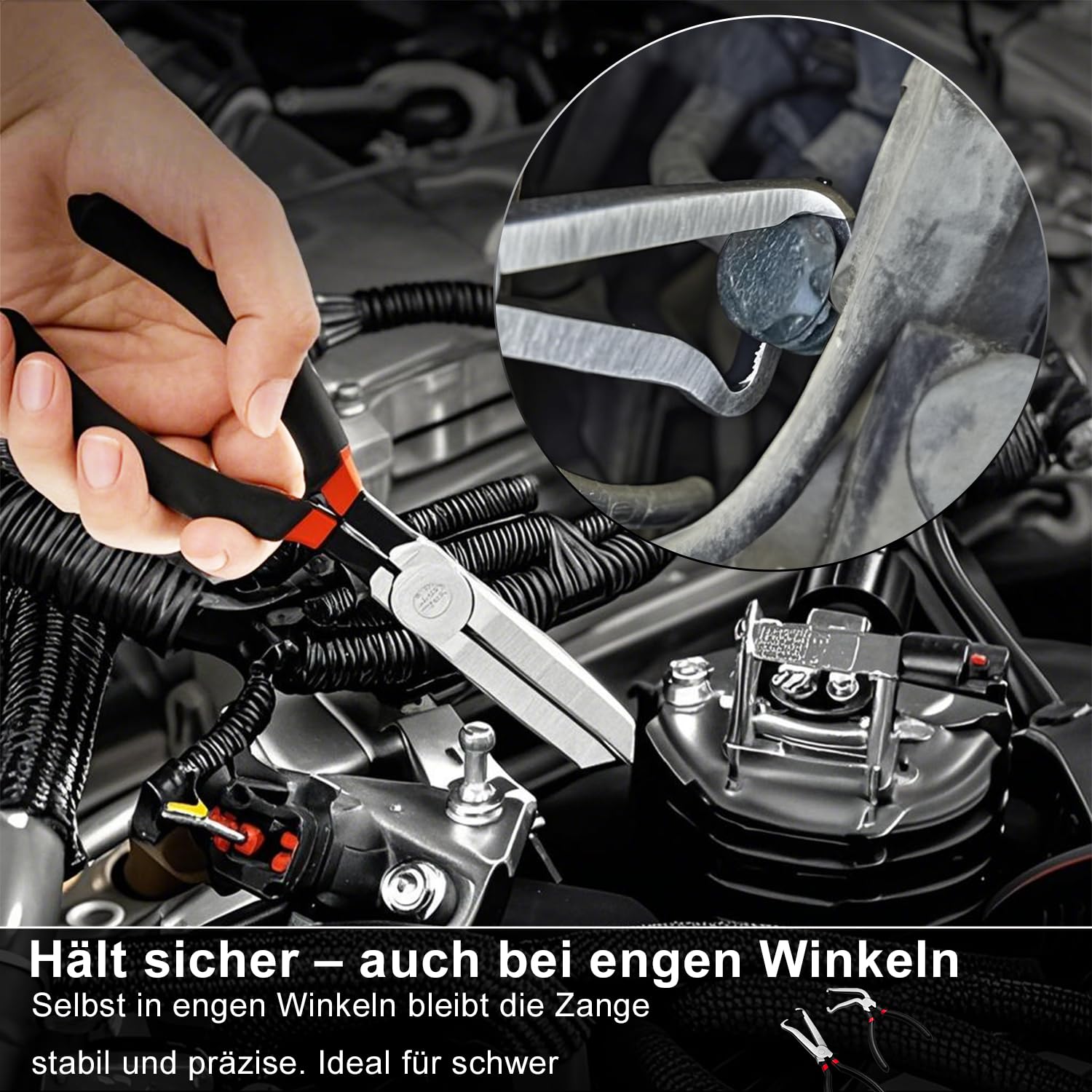 Elektrische Abziehzange, Steckverbinder-Zange für KFZ (1x Gerade & 1x 60° gebogen), Kraftstoffleitungswerkzeug mit rutschfestem Griff, Trennsatz für Luftmassenmesser und Einspritzdüsen