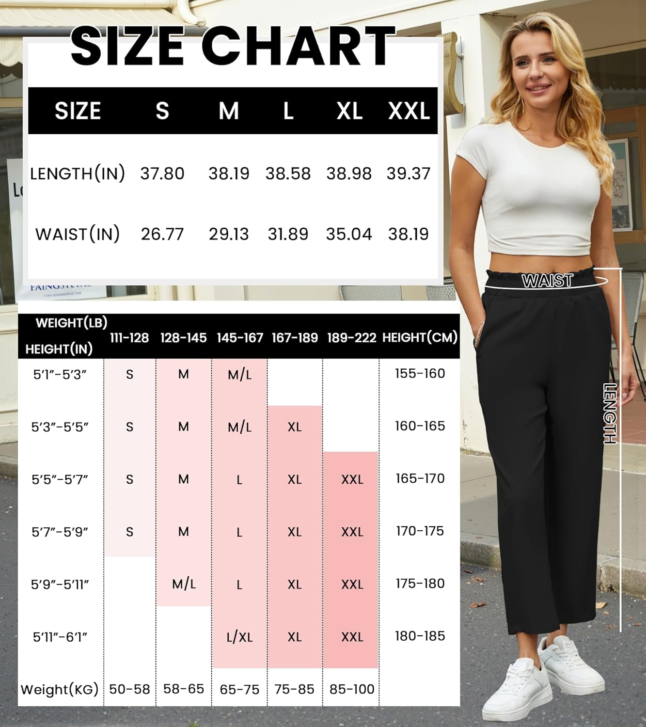 SEMARO Womens Casual High Waisted Linen Feel Pants Tapered Vacation Lounge Pants Trousers with Pockets - Image 5
