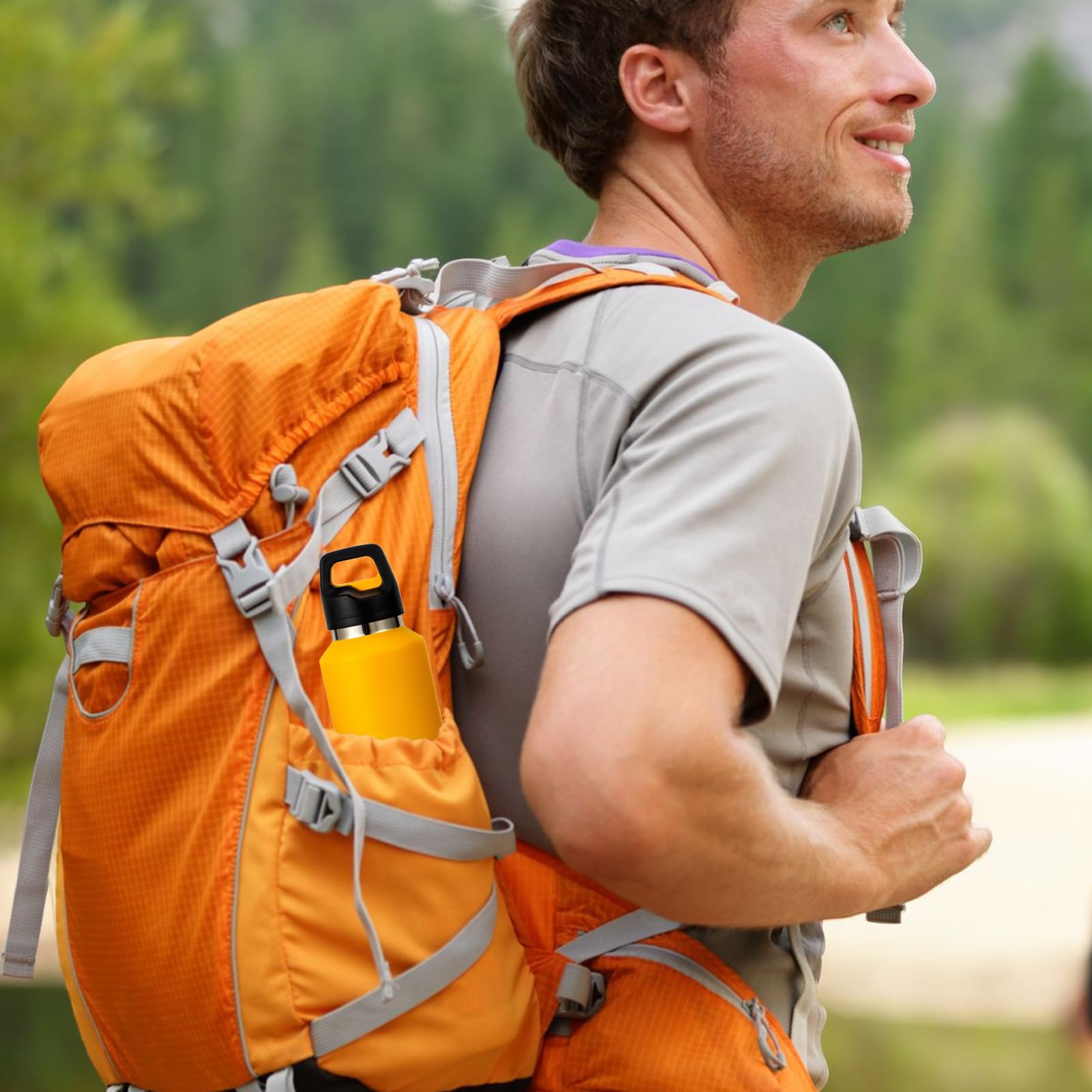 Borraccia in Metallo 600ml Acciaio Inossidabile con Apertura Facile | Borraccia Termica Isolata per Bevande per Sport Viaggio Ciclismo Escursionismo Ufficio Casa Palestra Tè Caffè Latte