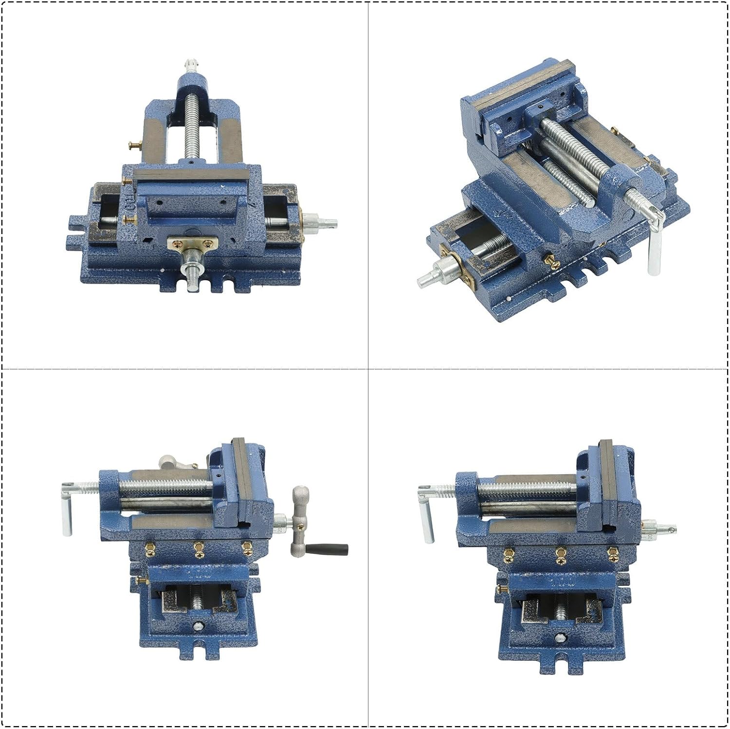 GXYWADY Cross Slide Drill Press Vise Metal Milling 2 Way X-Y Heavy Duty Clamp Machine Blue 4-Inch
