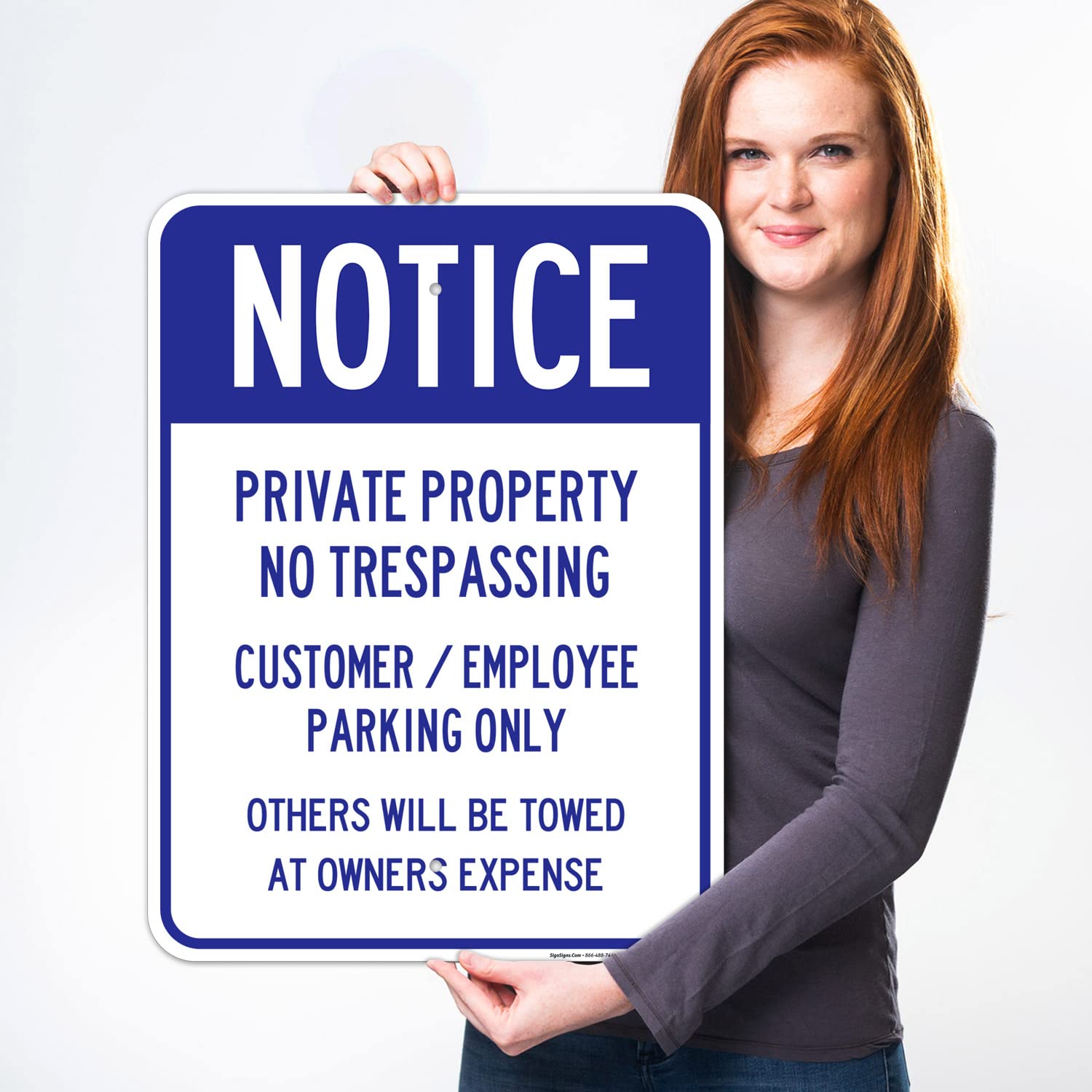 Private Property Sign, No Trespassing Customer Parking Only, 18x24 Inches, Rust Free .063 Aluminum, Fade Resistant, Easy Mounting, Indoor/Outdoor Use, Made in USA
