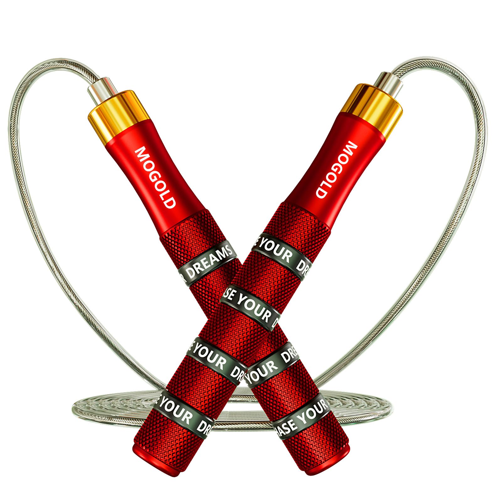 Mogold Pro Adjustable Speed Jump Rope - 10ft 4mm PVC Steel Wire with Dual Ball Bearings & 360° Spin - Metal/Rubber Ergonomic Grips for CrossFit, HIIT,