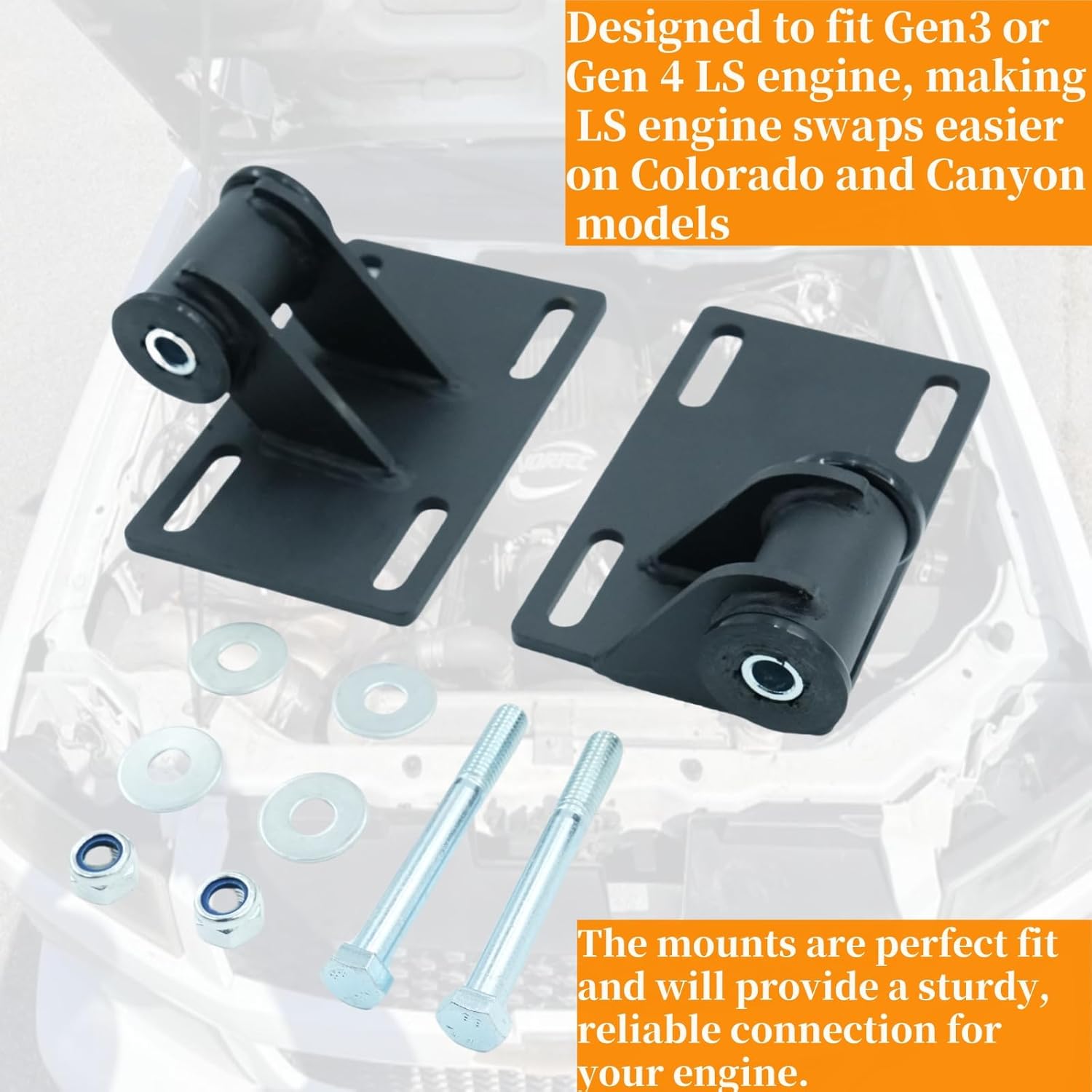LS Engine Swap Motor Mounts Kit for Chevy Colorado GMC Canyon 2004-2012, LS Swap Mounts for Gen3 Gen4 LS V8 Engines 2005-2010
