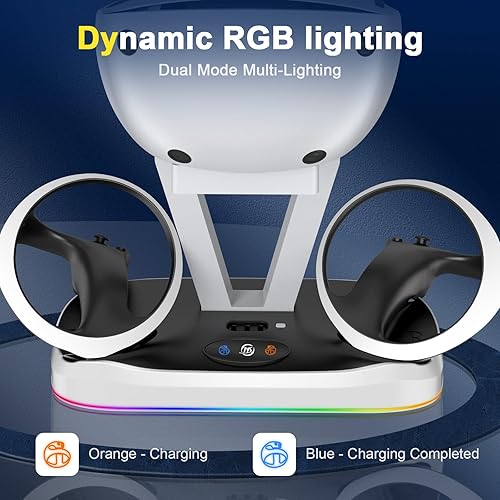 Miniatura 4 de Estación de carga PS VR2, base de carga para controladores de detección PS5 VR2 con luz LED RGB e interfaz magnética, estación de carga con soporte