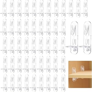 50pcs Self-Locking Cabinet Shelf Pegs, Clear Plastic Cabinet Shelf Clips Support Pins for Kitchen Furniture Cupboard Wardrobe Bookcase