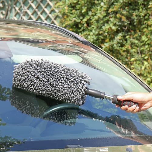Miniatura 4 de Plumero exterior de microfibra para automóvil, sin arañazos, con mango extensible, multiusos, para limpiar el interior exterior