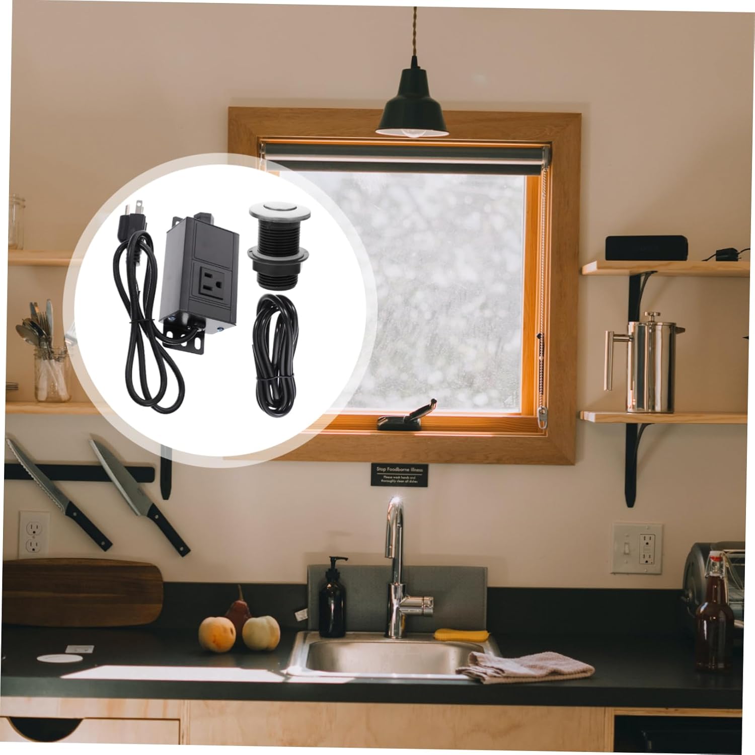 Homoyoyo Garbage Disposal Air Switch Kit Replacement Button for Us Plug Easy Install No Tools Needed
