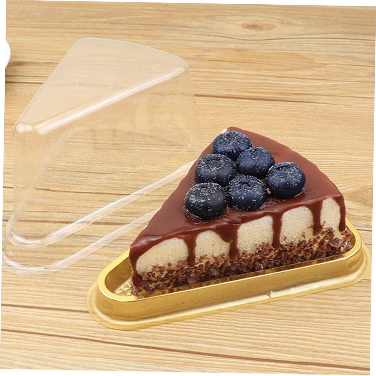 Mobestech 2sets Plastic Cake Boxes Lid for Biscuits Triangular Sandwich Packaging Non-slip Bottom 50pcs*2