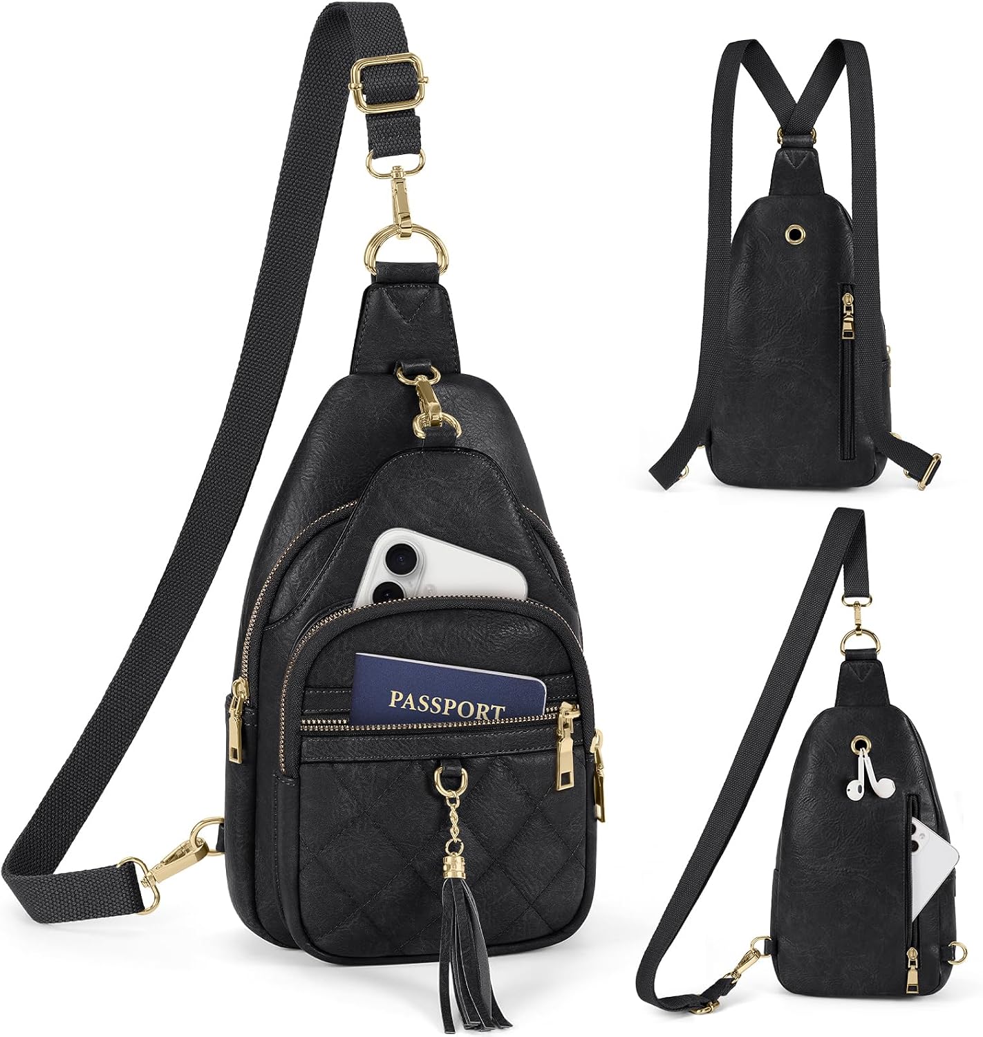 SDYSM Crossbody Bag for Women 2 in 1 Sling Bag Women Leather Small Sling Backpack Anti Theft Travel Purses Stylish Chest Bag