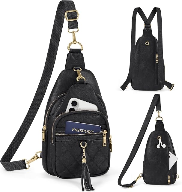 SDYSM Sac à dos pour femmes 2 en 1 Sling Bag Femmes Cuir Petit sac à dos Sling Antivol Voyage Purs Stylish Chest Bag