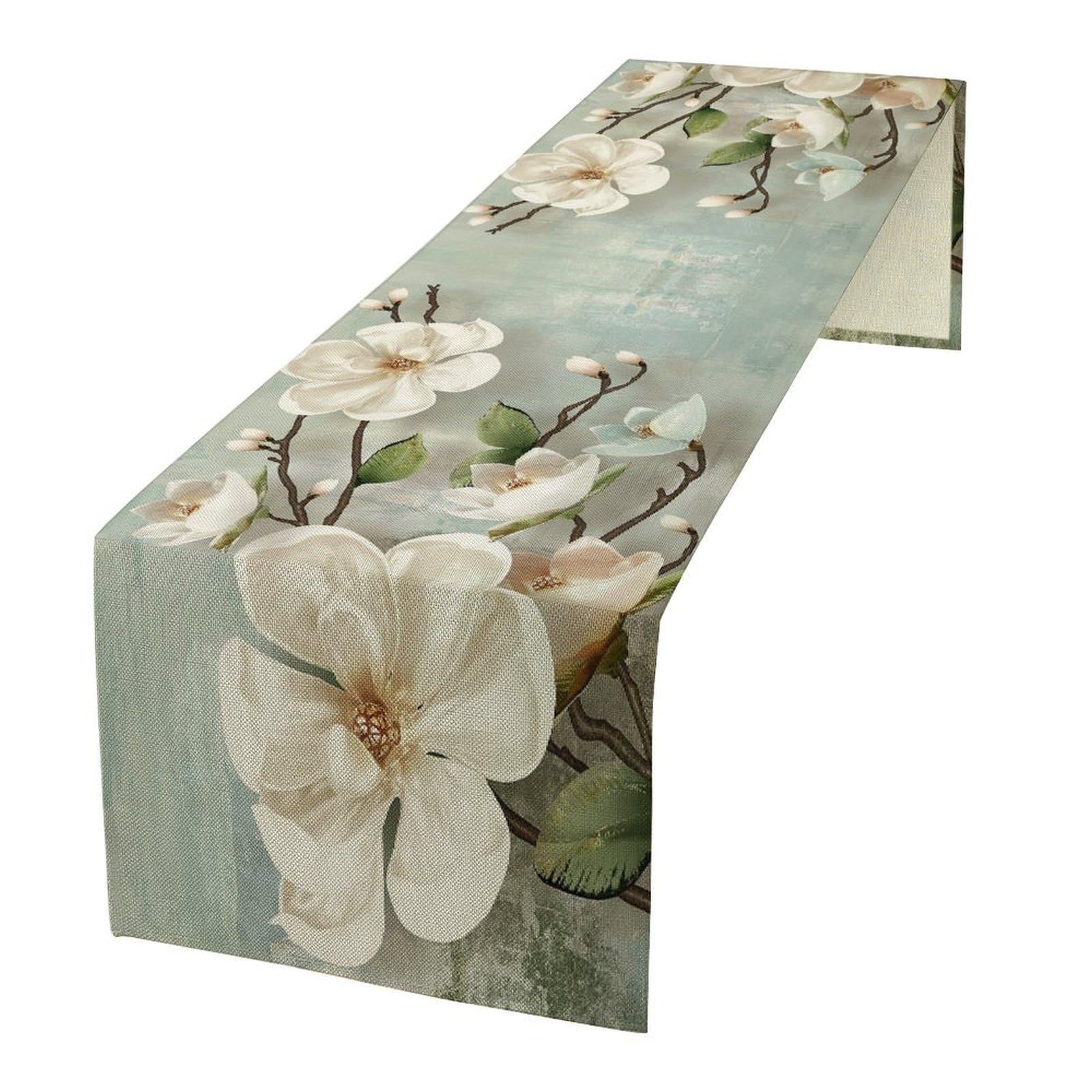 Photo 1 of Watercolor Flower Table Runner 13x36 Inch Modern Painting Art Table Runners Linen Dresser Scarves for Home Kitchen Dining Dinner Indoor Holiday Farmhouse Decor