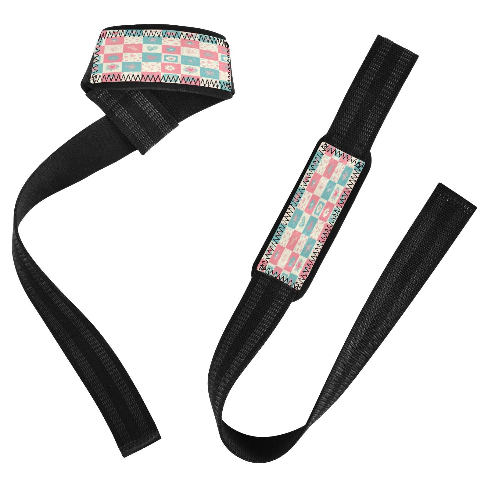 STAYTOP Beautiful Patchwork Floral Patterns Wrist Straps for Weightlifting,Lifting Straps with Neoprene Cushioned Wrist Padded and Anti-Skid Silicone for Strength Training,Bodybuilding,Deadlifting