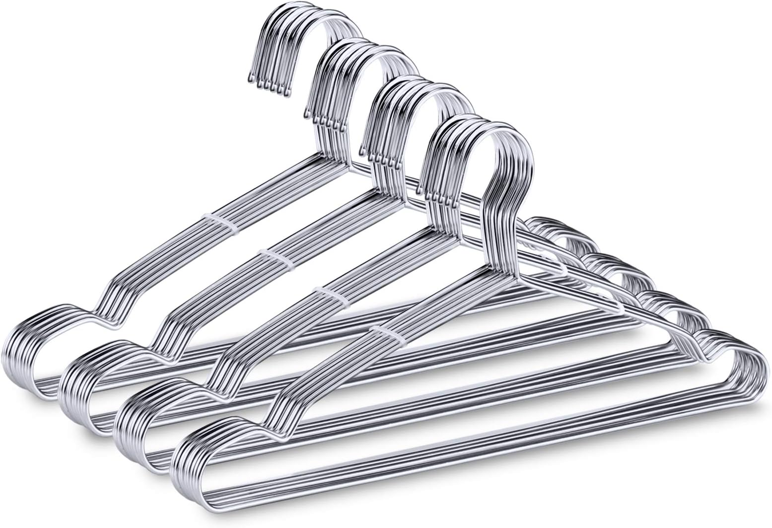 40-Pack Heavy-Duty Stainless Steel Hangers – 15lb Capacity, Rustproof Metal Closet Hangers with Notched Design for Straps, Ideal for Home, Dorm, Laundry & Outdoor Use, Silver